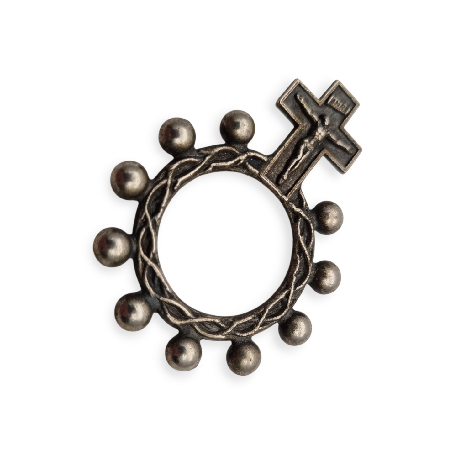 Metal finger rosary with crucifix, Spain circa 1950s, religious item