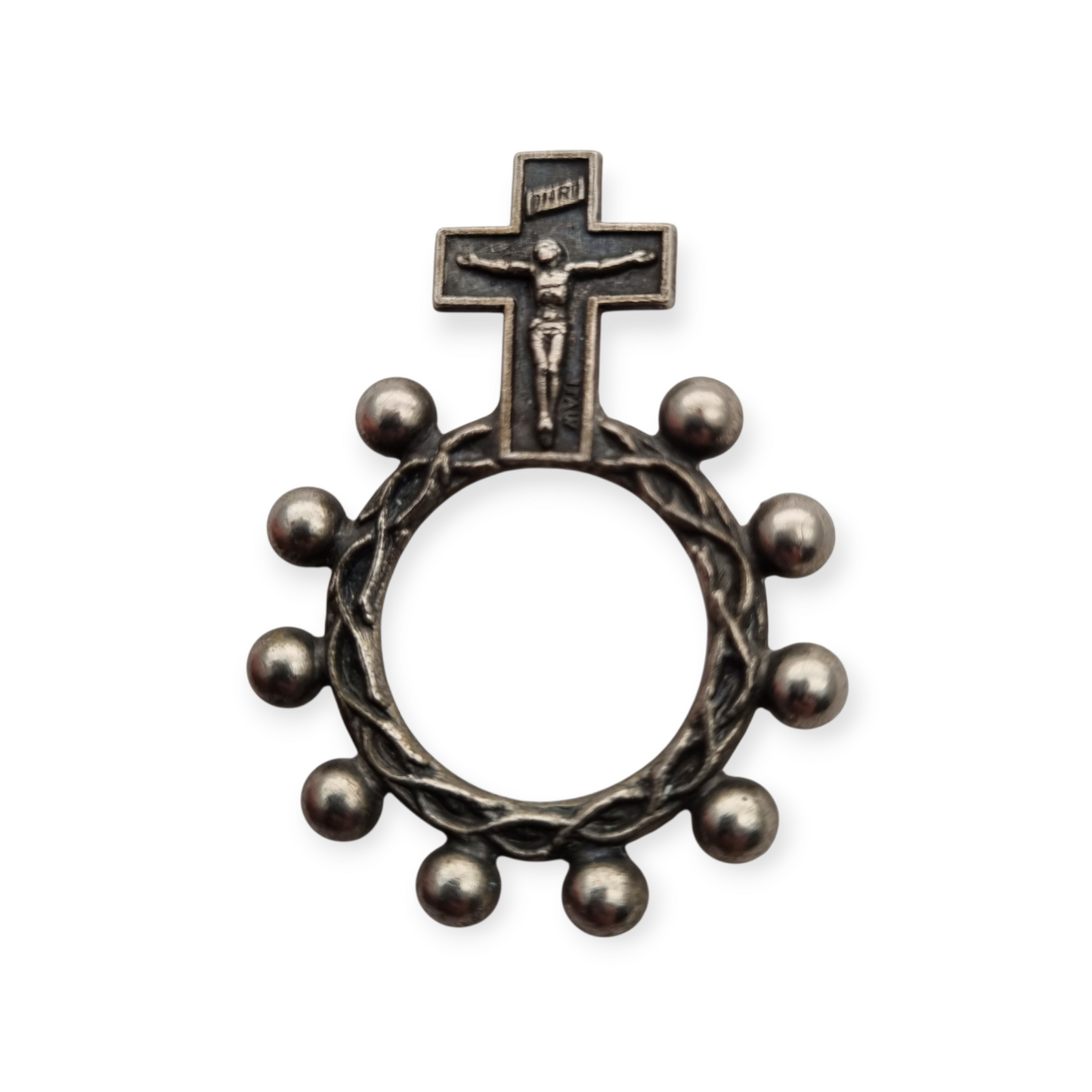 Metal finger rosary with crucifix, Spain circa 1950s, religious item