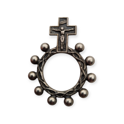 Metal finger rosary with crucifix, Spain circa 1950s, religious item