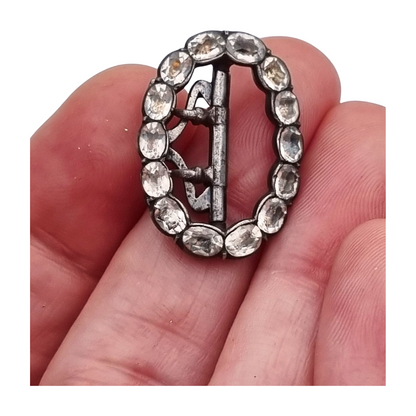 Victorian silver buckle with faceted colorless rhinestones, circa 1900