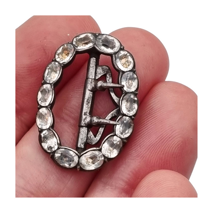 Victorian silver buckle with faceted colorless rhinestones, circa 1900