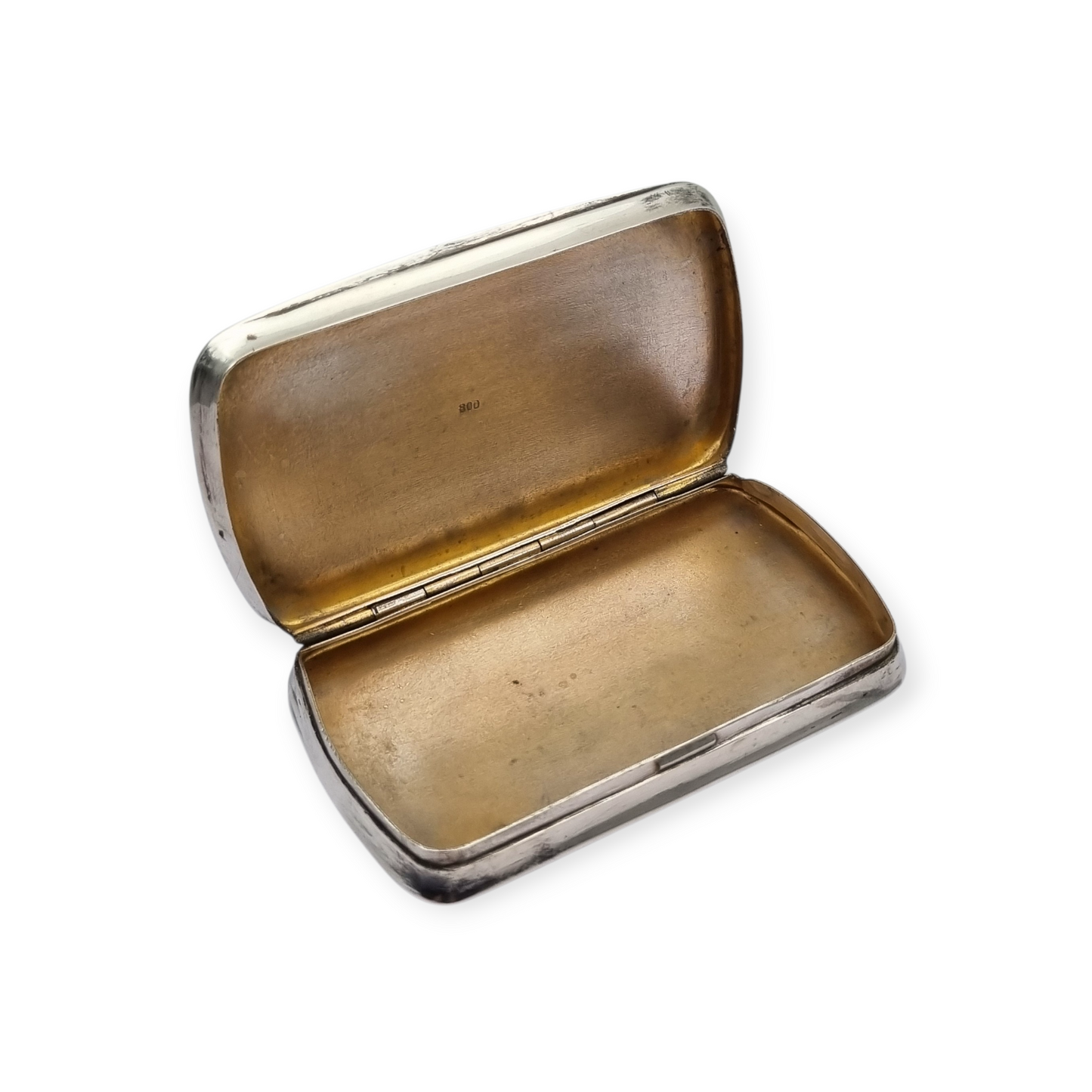 Caja rectangular Art Déco de plata 800 con esmalte azul, Alemania, Circa 1940