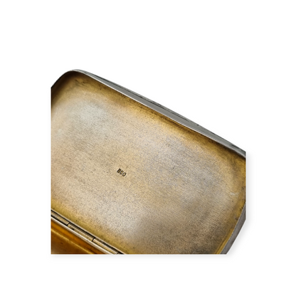 Caja rectangular Art Déco de plata 800 con esmalte azul, Alemania, Circa 1940