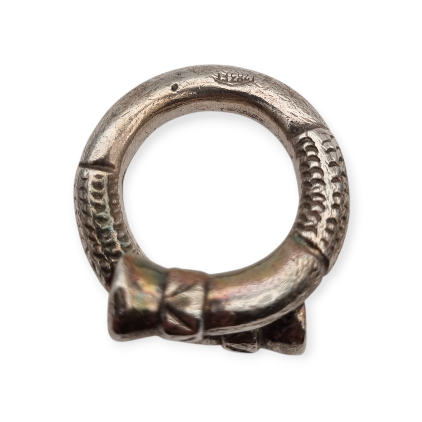 Brandimarte Florence 800 silver ring, ethnic style, rustic finish, circa 1980
