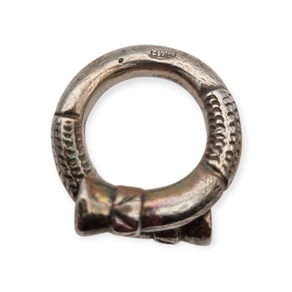 Brandimarte Florence 800 silver ring, ethnic style, rustic finish, circa 1980