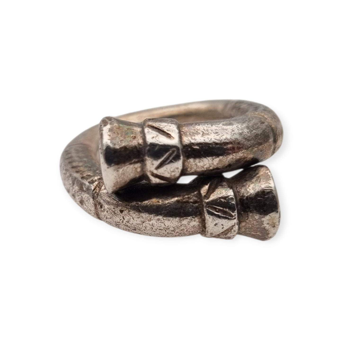 Brandimarte Florence 800 silver ring, ethnic style, rustic finish, circa 1980