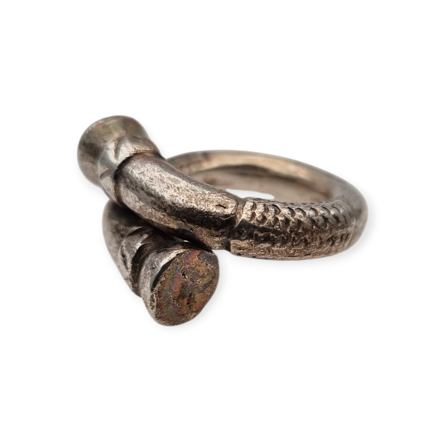 Brandimarte Florence 800 silver ring, ethnic style, rustic finish, circa 1980