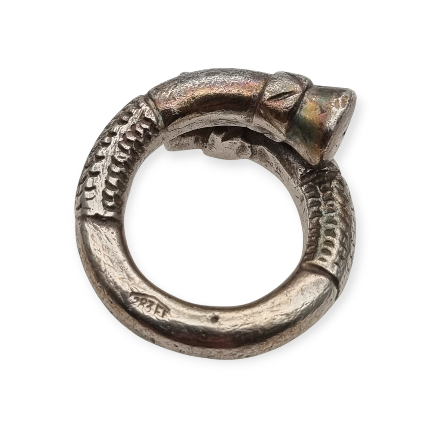 Brandimarte Florence 800 silver ring, ethnic style, rustic finish, circa 1980