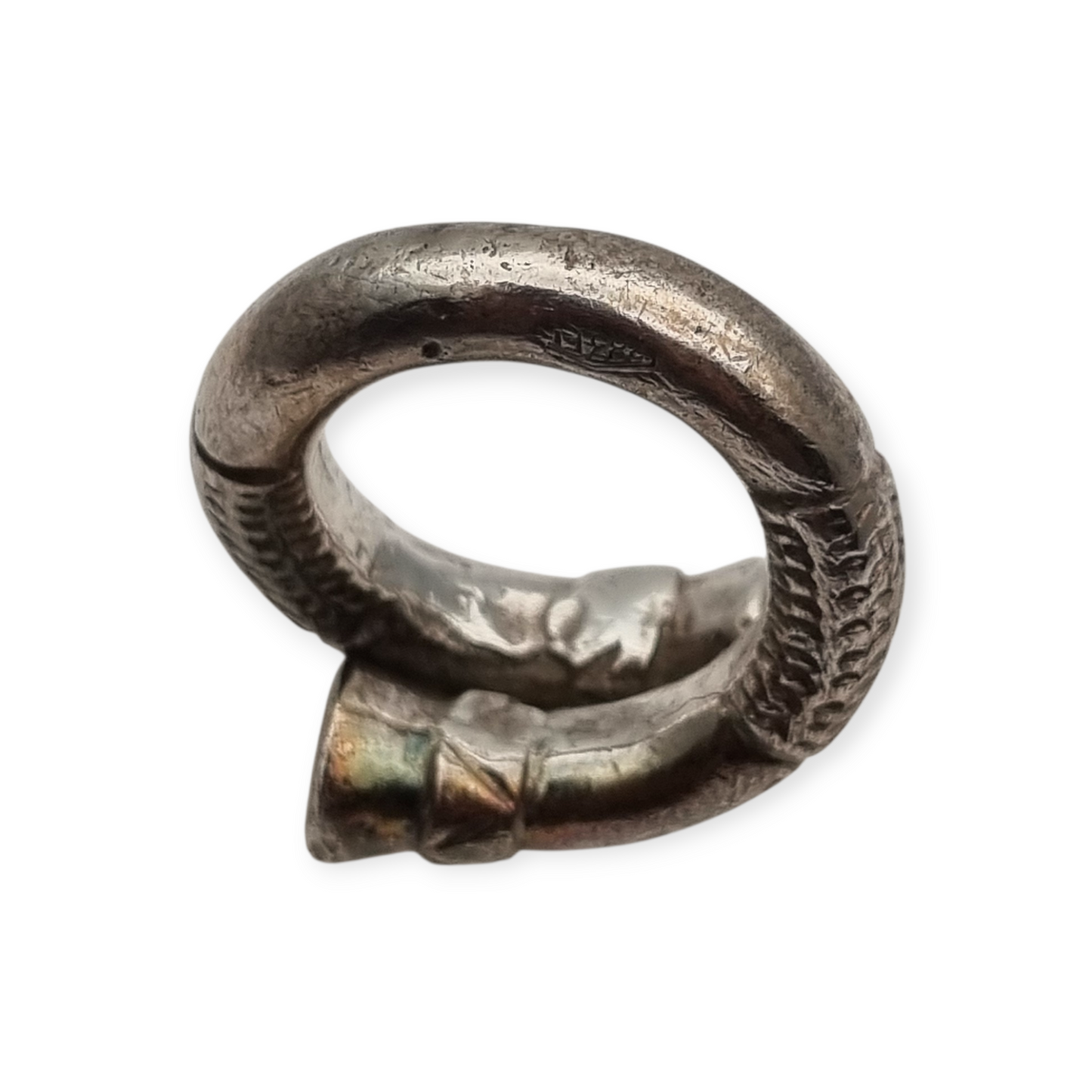 Brandimarte Florence 800 silver ring, ethnic style, rustic finish, circa 1980