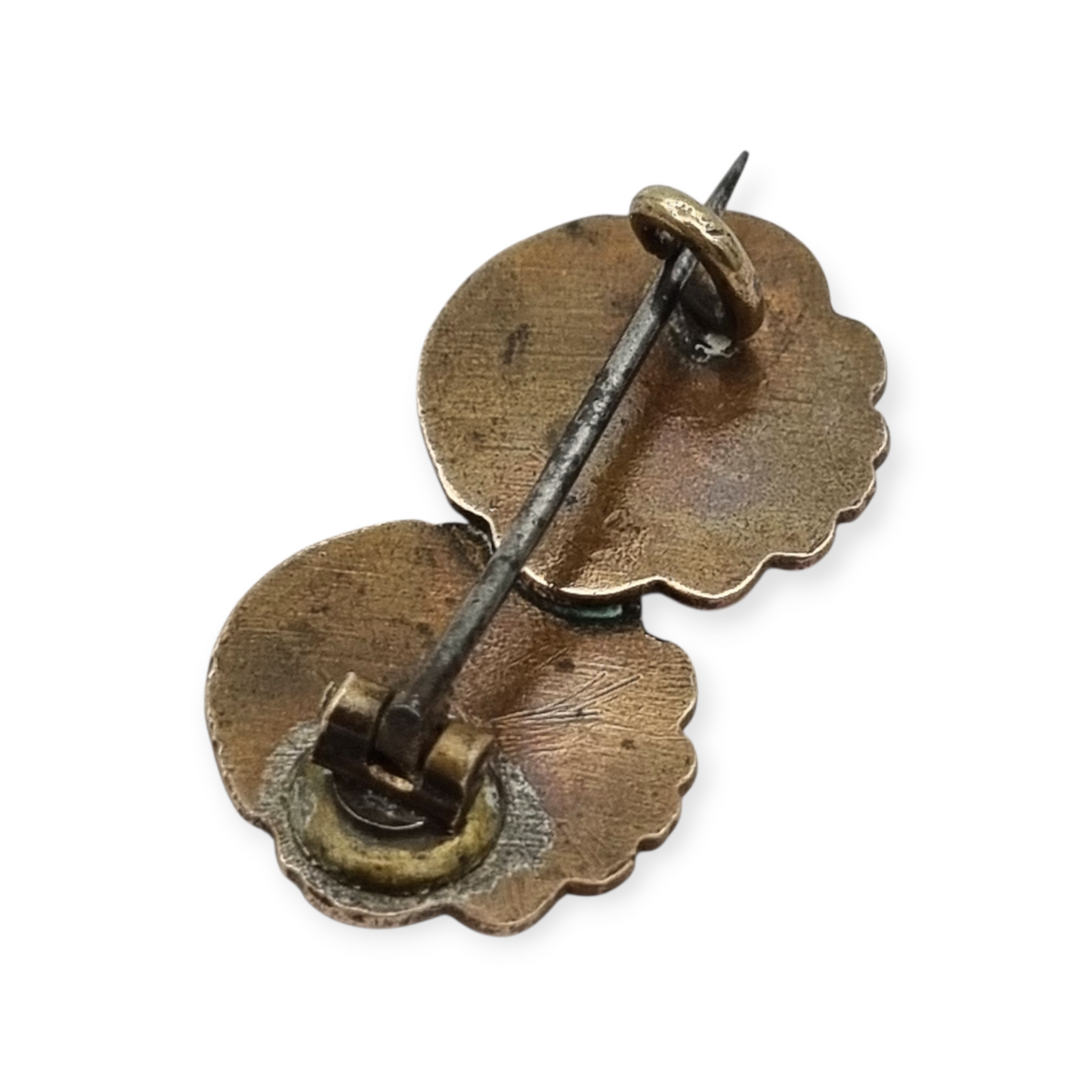 Art Nouveau Gilt Brass Floral Female Portrait Brooch, circa 1900-1910