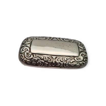 Caja de rapé antigua en Plata 800 con grabado costumbrista de taberna, siglo XX