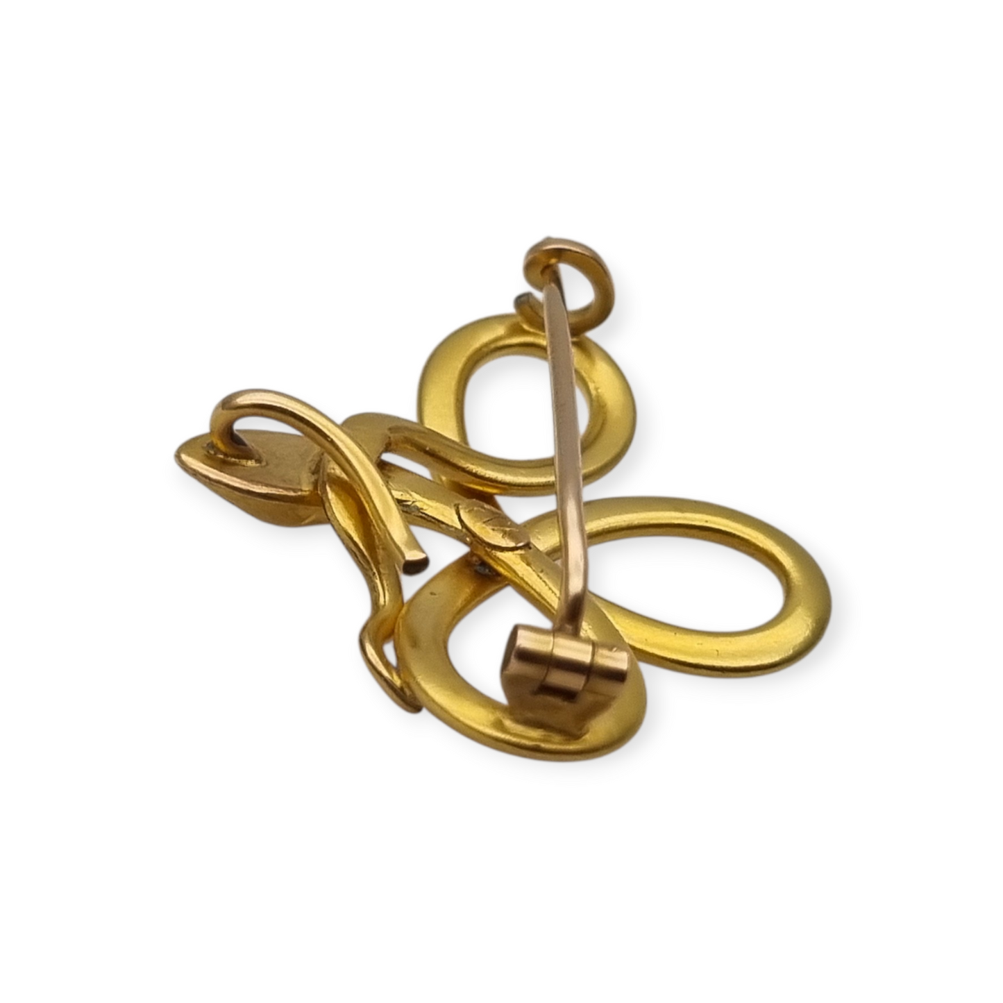 French FIX brooch with intertwined snake, rolled gold and red stone circa 1910