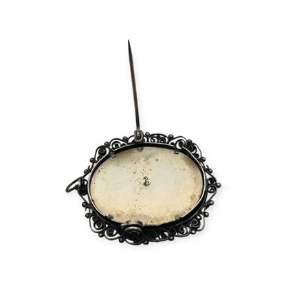 800 silver and filigree pendant brooch with miniature of Saint Fabiola, circa 1920