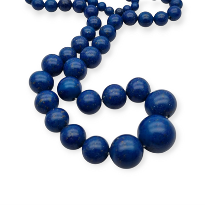 Collar vintage de lapislázuli con bolas degradadas azul