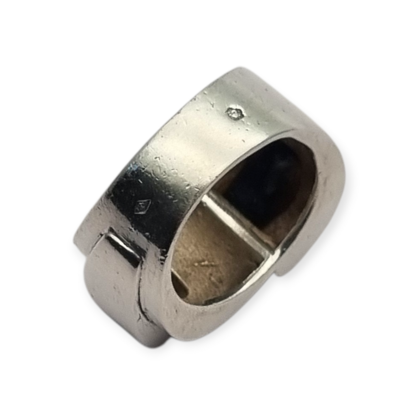 French Art Deco ring in 800 Silver with onyx and crystal circa 1930