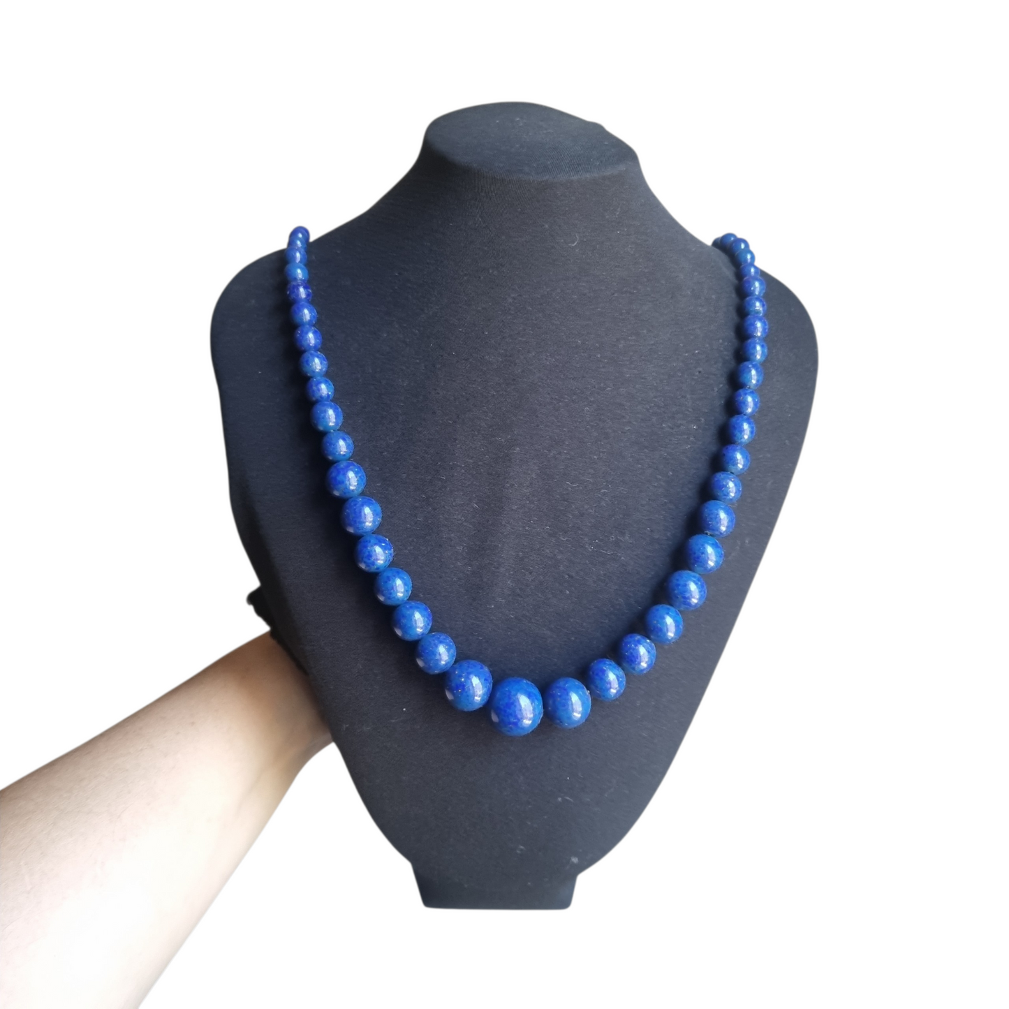 Collar vintage de lapislázuli con bolas degradadas azul