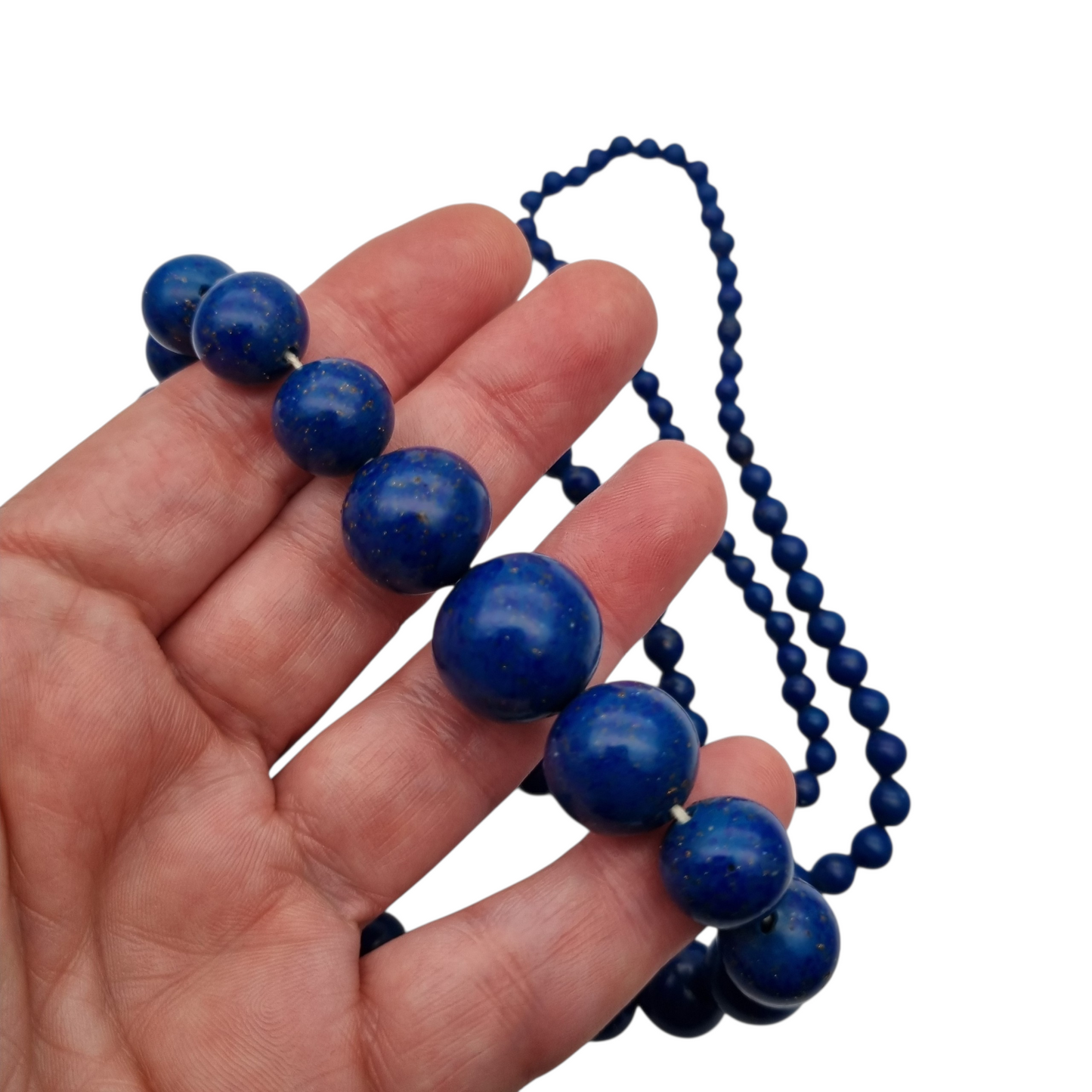 Collar vintage de lapislázuli con bolas degradadas azul