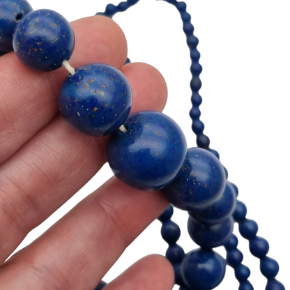 Collar vintage de lapislázuli con bolas degradadas azul