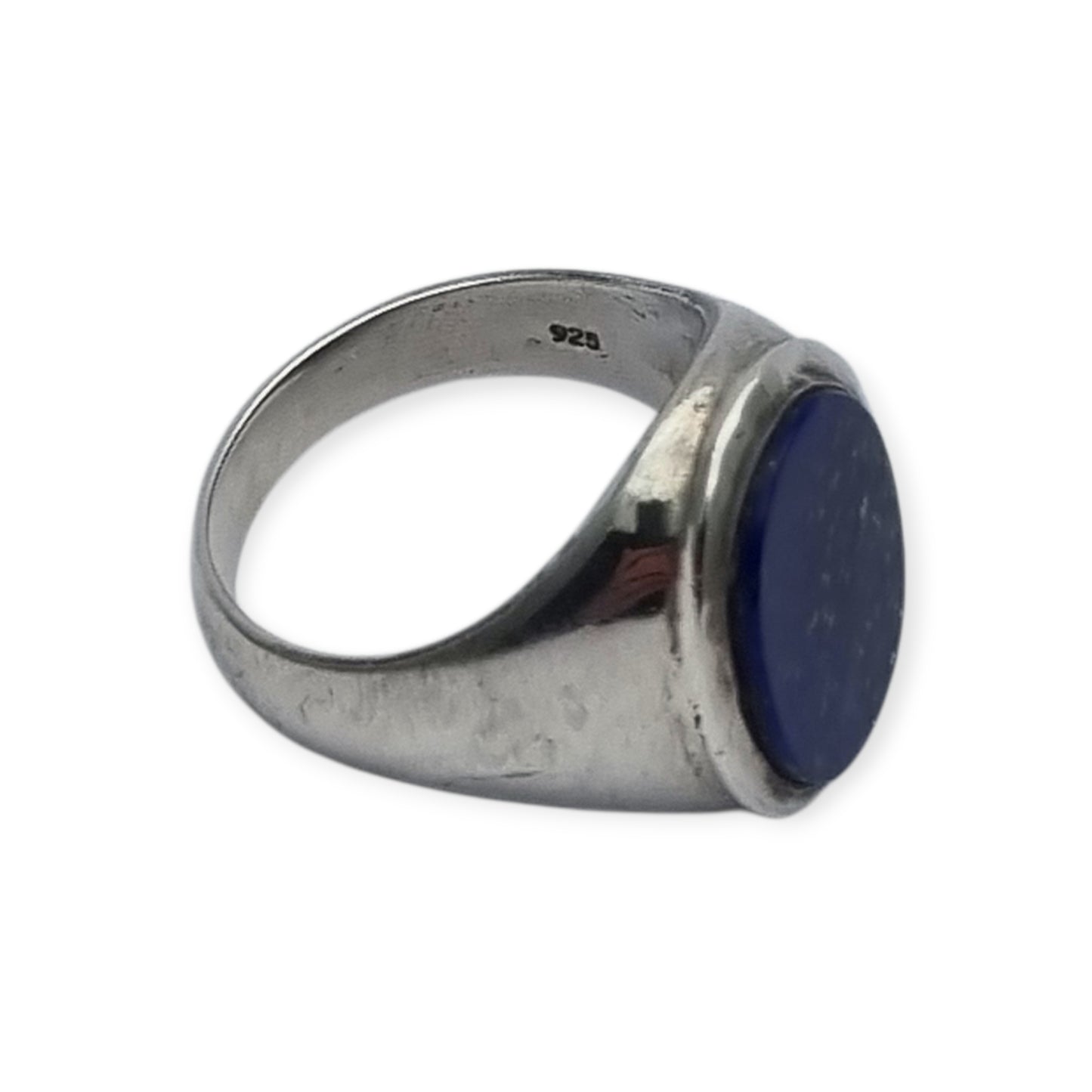 Vintage 925 silver ring with oval blue lapis lazuli, circa 1990