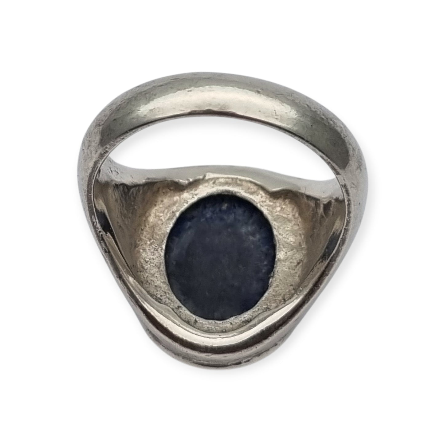 Vintage 925 silver ring with oval blue lapis lazuli, circa 1990