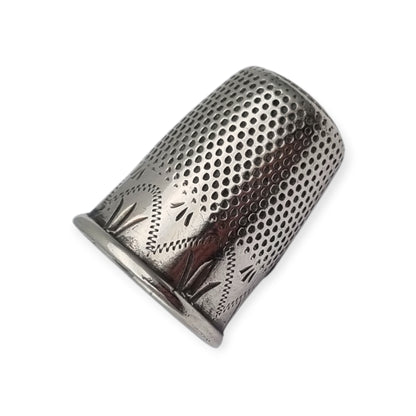 Antique sterling silver thimble with Virgin of Montserrat La Moreneta from the 50s-60s