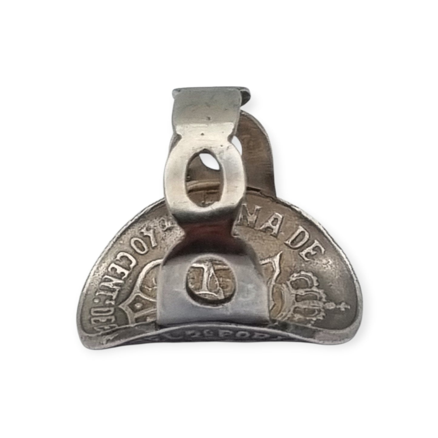 Queen Isabel II 1868 coin ring in silver, numismatic jewelry, circa 1950