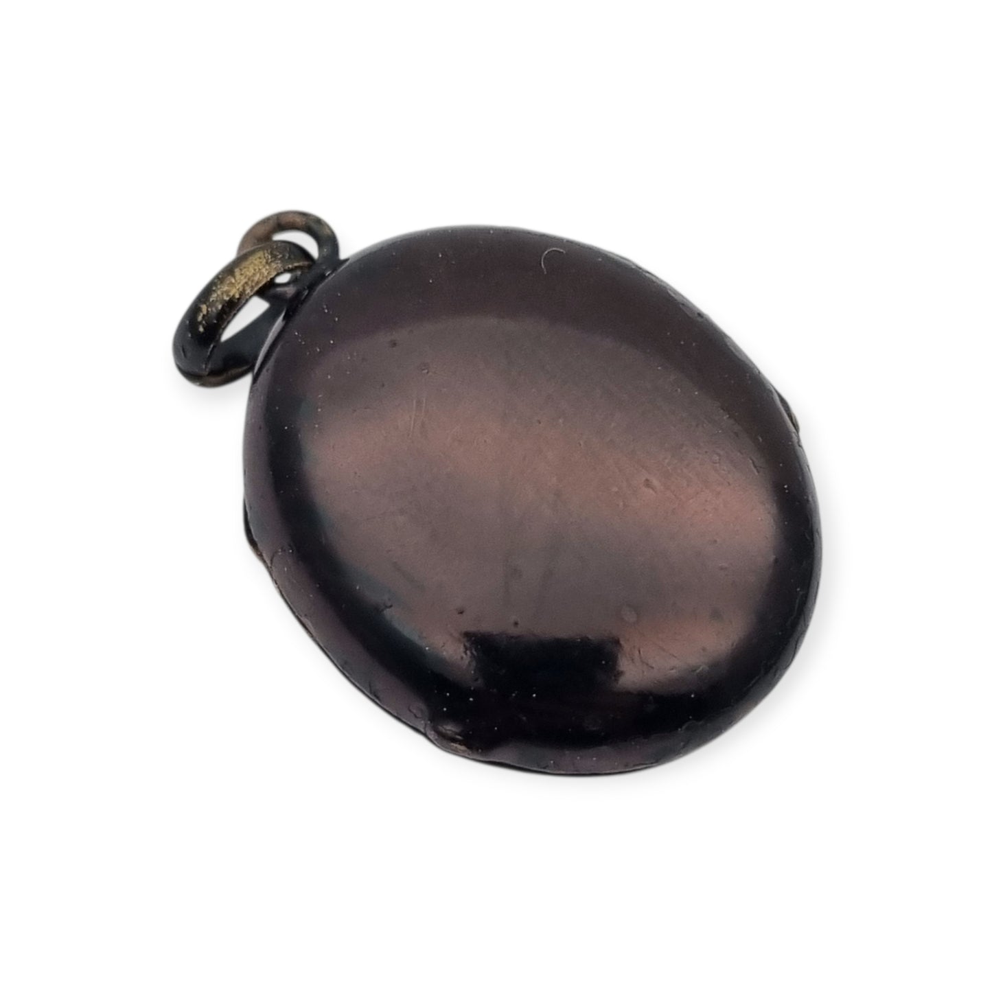 Victorian black locket with stone, mourning jewelry, circa 1890-1900