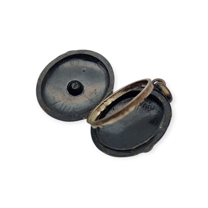 Victorian black locket with stone, mourning jewelry, circa 1890-1900