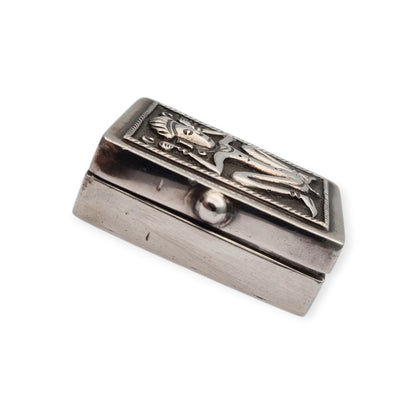 925 silver box with ethnic decoration and agate interior finish, 20th century