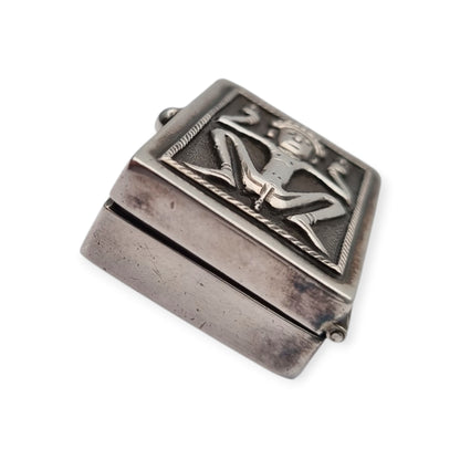 925 silver box with ethnic decoration and agate interior finish, 20th century