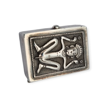 925 silver box with ethnic decoration and agate interior finish, 20th century