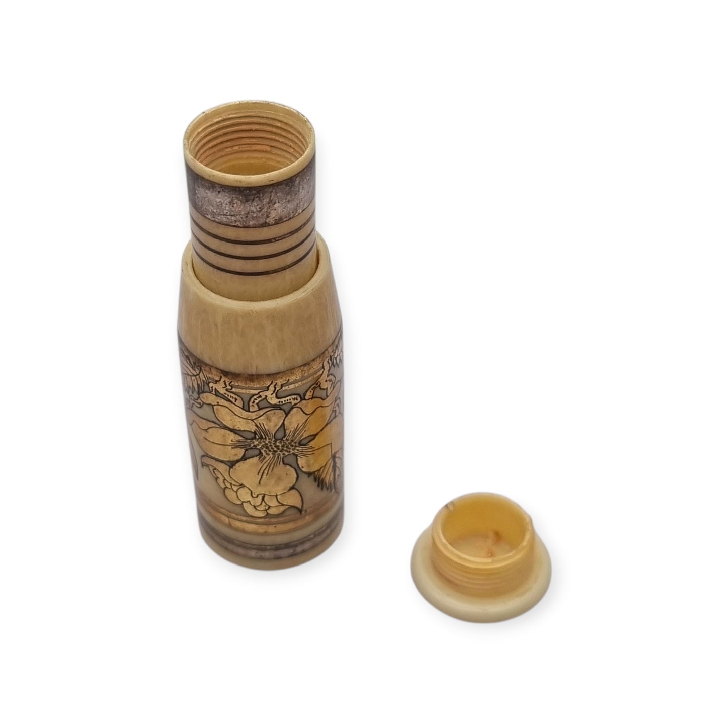 Rare Art Deco French Pleated Powder Puff with Pink Goose Down Tassel, 1920s-1930s Powder Box