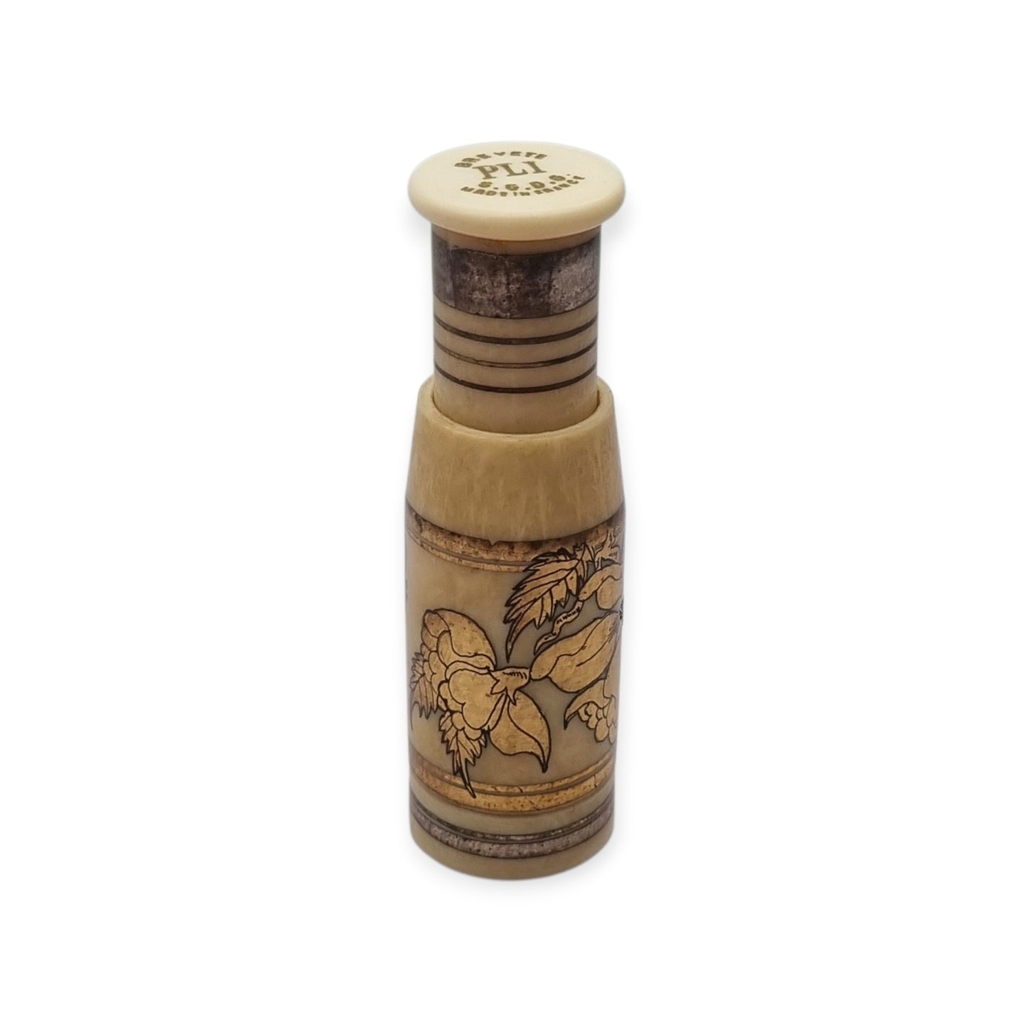 Rare Art Deco French Pleated Powder Puff with Pink Goose Down Tassel, 1920s-1930s Powder Box