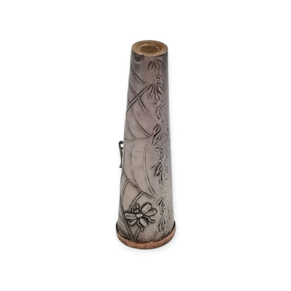 Boquilla antigua de plata Art Déco Vamp con araña y abeja, femme fatale 1920