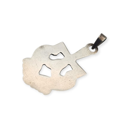 Colgante Cruz de los Ángeles en plata, diseño asturiano religioso, circa 1980