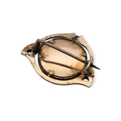 Art Nouveau locket with clasp in gilded silver and green stones, Ges.Gesch, Germany c.1910