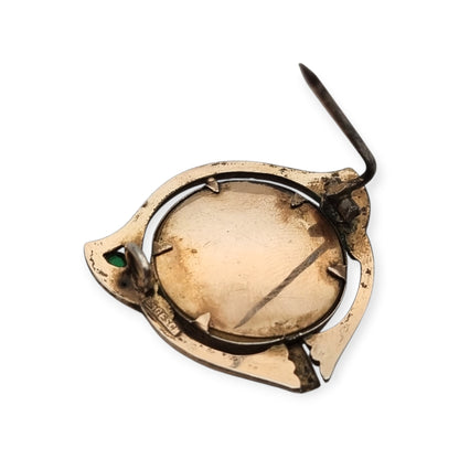 Art Nouveau locket with clasp in gilded silver and green stones, Ges.Gesch, Germany c.1910