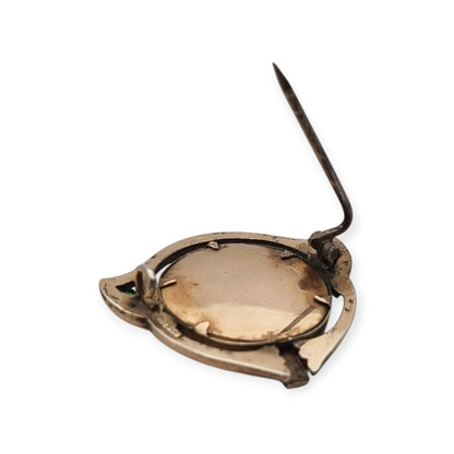 Art Nouveau locket with clasp in gilded silver and green stones, Ges.Gesch, Germany c.1910