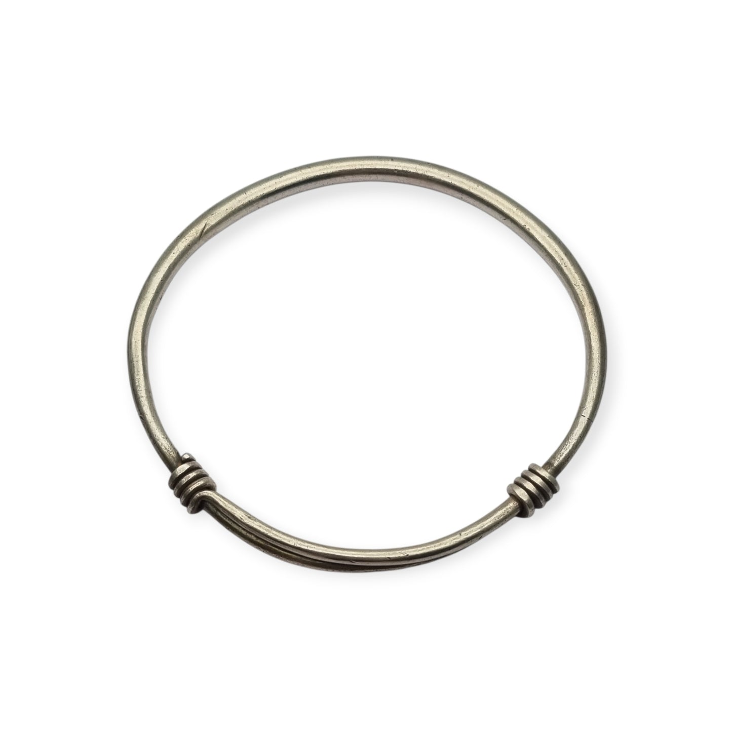 Vintage ethnic silver African knot bracelet, rigid artisan tribal bangle, 20th century