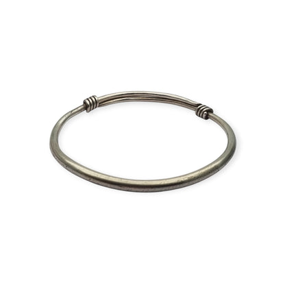 Vintage ethnic silver African knot bracelet, rigid artisan tribal bangle, 20th century