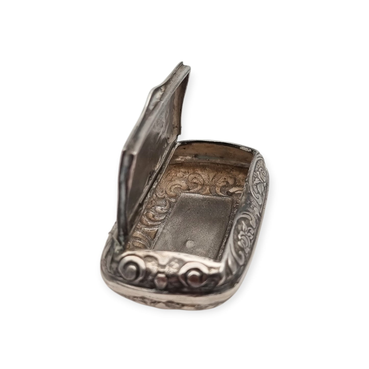 925 silver snuff box, Victorian-inspired, floral decoration, Europe, 20th century
