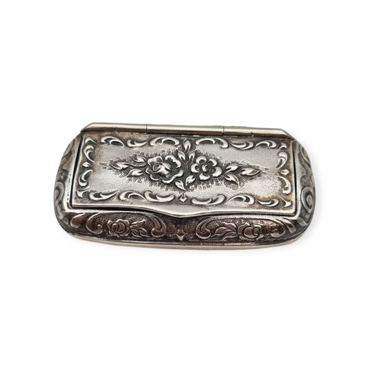 925 silver snuff box, Victorian-inspired, floral decoration, Europe, 20th century