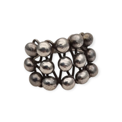 Handmade ethnic ring with boho sphere design, 20th century, geometric structure