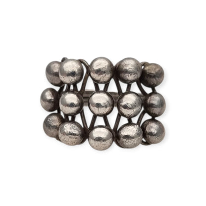 Handmade ethnic ring with boho sphere design, 20th century, geometric structure