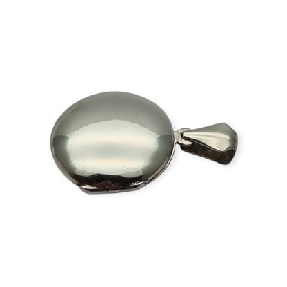 925 Sterling Silver Locket Pendant, Spain, Oval Floral Medallion, Circa 1980-90