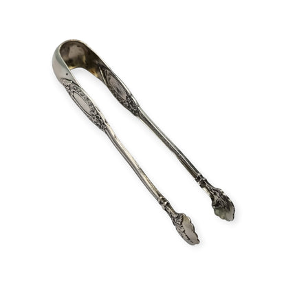 Pinzas para azúcar de plata francesa estilo rococó, plata 800, inicios siglo XX