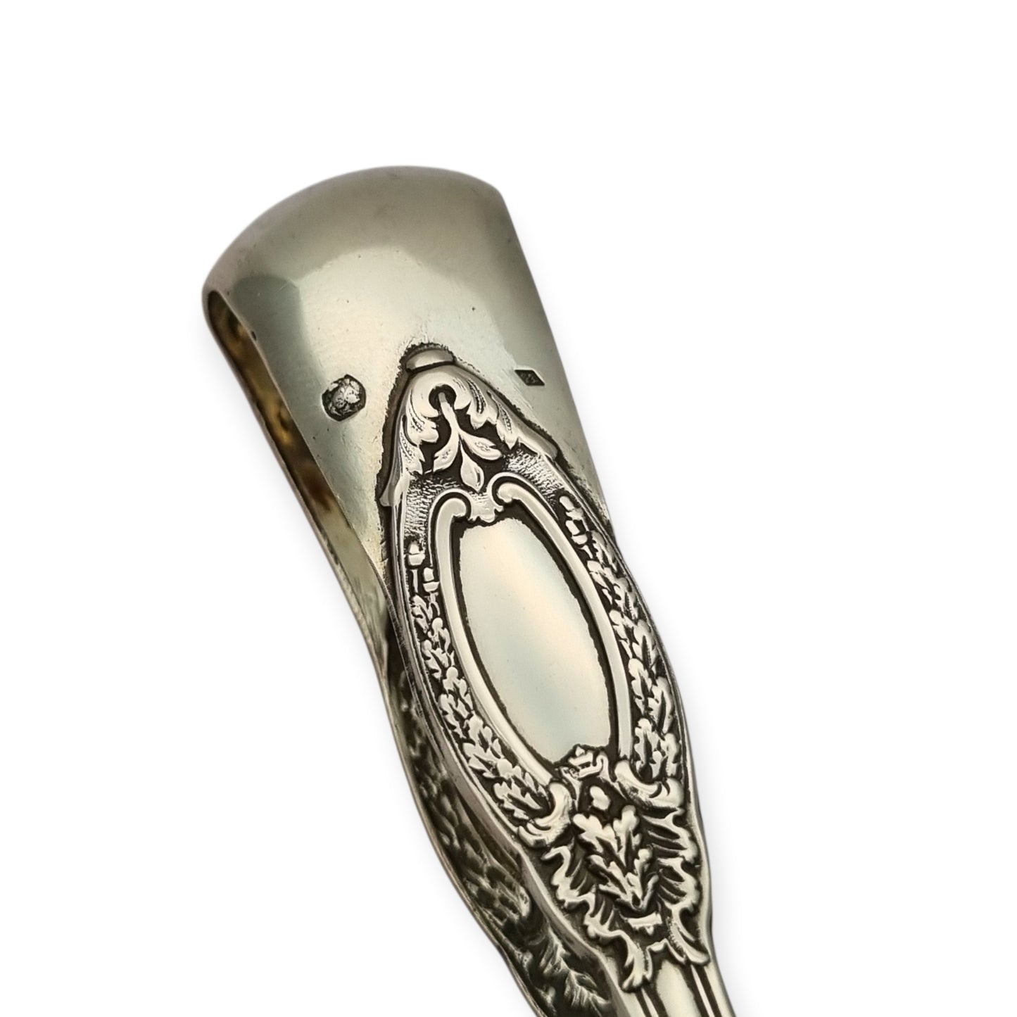 Pinzas para azúcar de plata francesa estilo rococó, plata 800, inicios siglo XX