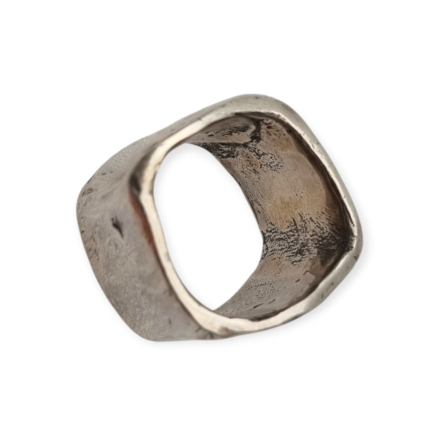 Brutalist silver ring Wide Purabanda silver with a sculptural and organic design, 20th century