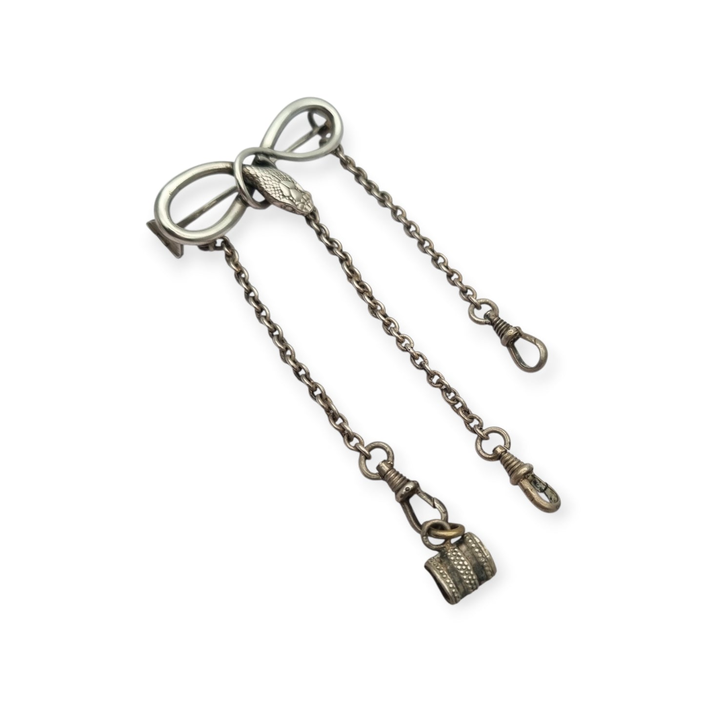 Victorian .800 Silver Snake and Infinity Chatelaine Pin, Europe, 19th - 20th Century