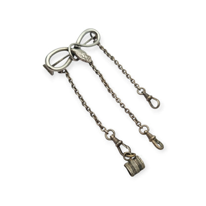 Victorian .800 Silver Snake and Infinity Chatelaine Pin, Europe, 19th - 20th Century